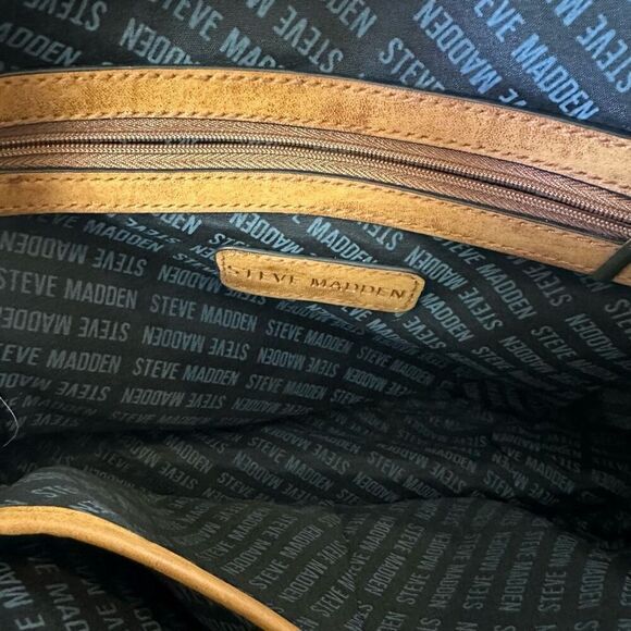 Steve Madden Flap Top Mini Leather Backpack Caramel Brown Contemporary Travel - Picture 4 of 7